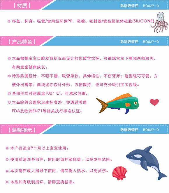 寶德防漏吸管杯藍