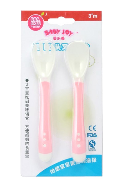 嬰樂(lè)美粉色嬰兒叉勺組合