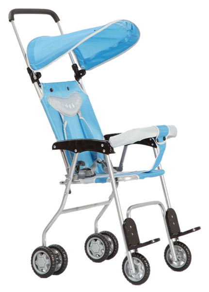 小貝樂簡易型帶傘柄藍色嬰兒推車A-29