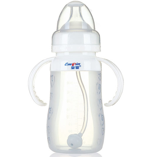 皇嬰寬口硅膠自動(dòng)奶瓶240ml白色