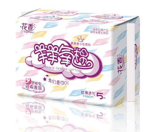 花香羊羊氧棉衛(wèi)生用品夜用5片