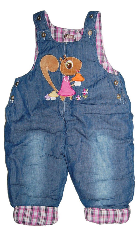 嬰比迪蘑菇松鼠牛仔背帶褲