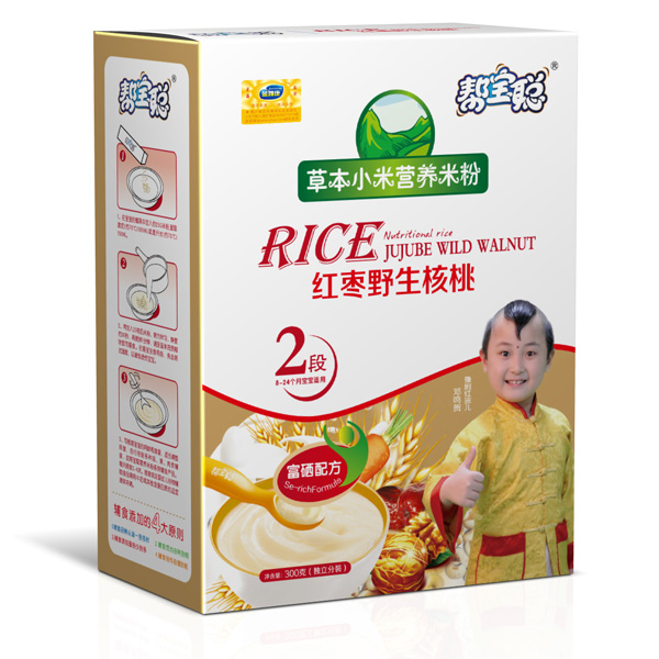 幫寶聰紅棗野生核桃草本小米營養(yǎng)米粉2段