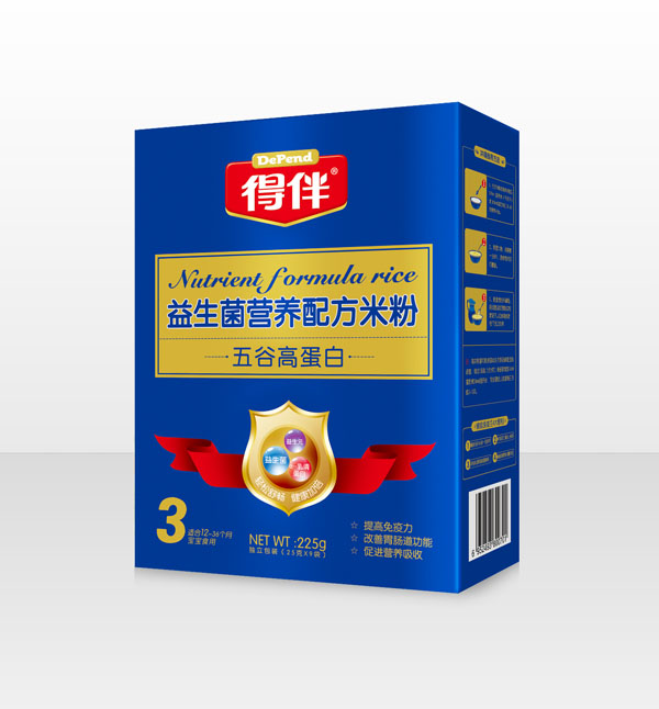 得伴益生菌五谷高蛋白營(yíng)養(yǎng)配方米粉3段