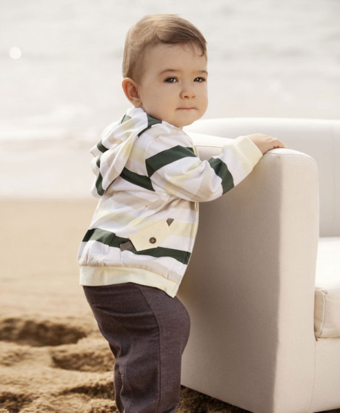 哇喔哇喔間條連帽外套