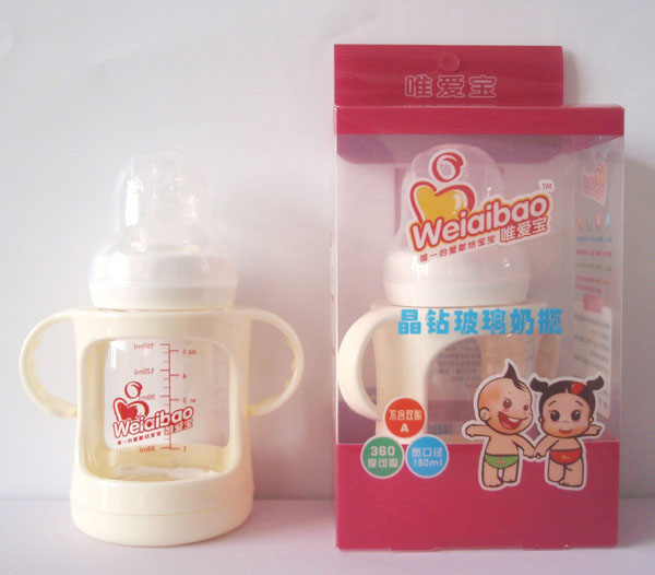 唯愛寶寬口帶保護套150ml玻璃奶瓶