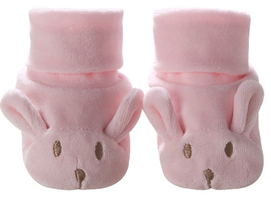 八格鳥粉色小兔天鵝絨嬰兒鞋