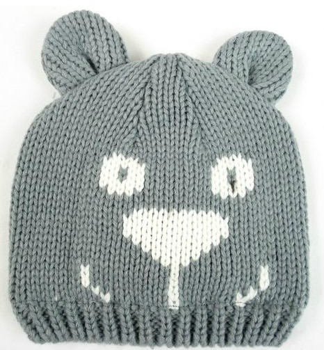 幼之戀卡通動(dòng)物幼兒帽淡雅灰
