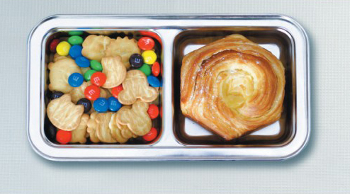 朗維兒童雙格方形抗菌不銹鋼餐盤(pán)