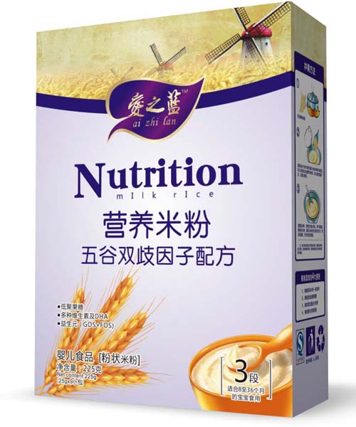愛之藍(lán)五谷雙歧因子配方營養(yǎng)米粉3段