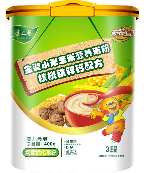 愛(ài)之藍(lán)金裝核桃鐵鋅鈣配方米粉3段