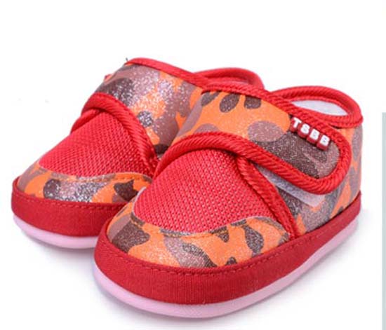 天使之嬰網(wǎng)布+透氣PU幼兒學(xué)步鞋紅色