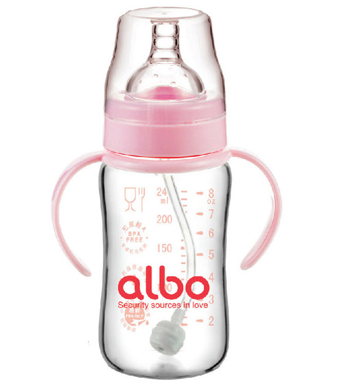 愛樂寶自動晶鉆玻璃奶瓶240ml粉色