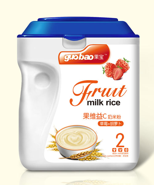 果寶果維益C奶米粉桶裝2段草莓+胡蘿卜