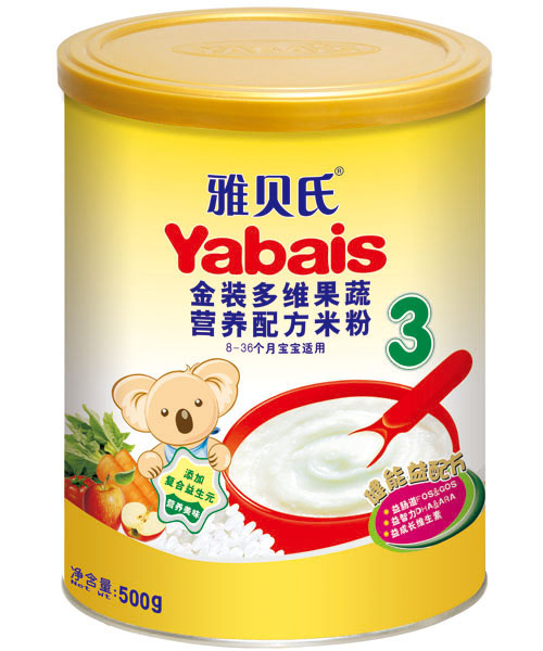 雅貝氏金裝多維果蔬營(yíng)養(yǎng)配方米粉3段