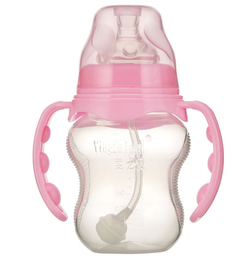 嬰之美寬口雙耳自動葫蘆PP奶瓶210ML粉色