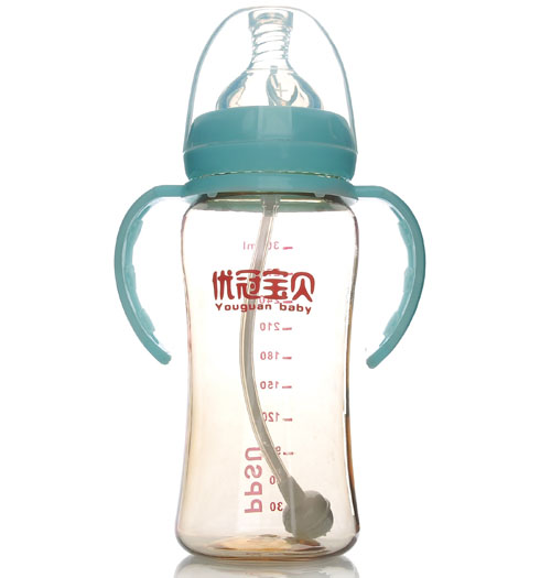 優(yōu)冠寶貝PPSU寬口帶柄自動(dòng)奶瓶300ml藍(lán)色