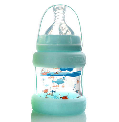 優(yōu)冠寶貝防護(hù)玻璃奶瓶150ml藍(lán)色