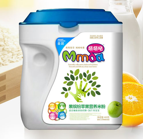 萌萌噠480克手拿桶果繽紛蘋果營養(yǎng)米粉