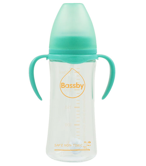 貝斯比寬口弧形晶鉆玻璃奶瓶240ml綠色