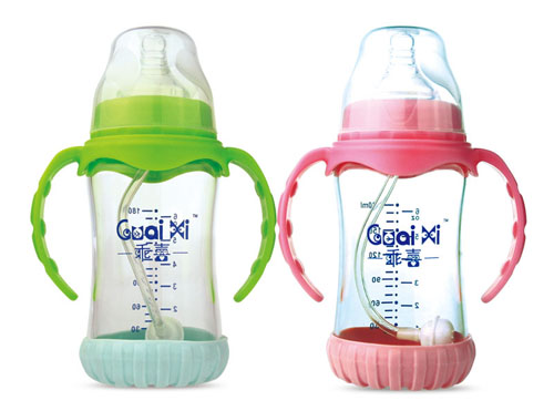 乖喜寬口徑高硼硅玻帶底座感溫有耳璃自動奶瓶180ml G2040