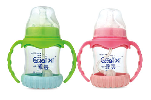 乖喜寬口徑高硼硅帶底座感溫有耳自動(dòng)奶瓶120ML G2039