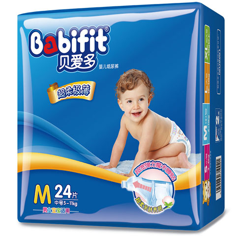 貝愛(ài)多超柔極薄紙尿褲M碼24片中包裝