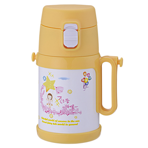 天使貝貝兒童水杯帶手柄黃色