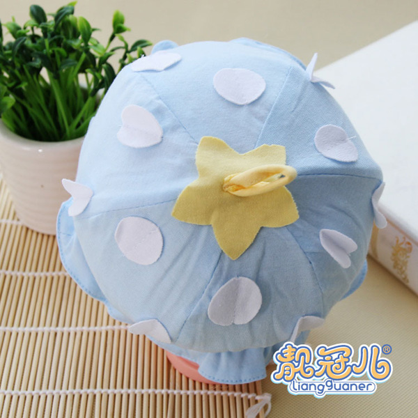 靚冠兒嬰幼兒純棉六片花邊帽子背面