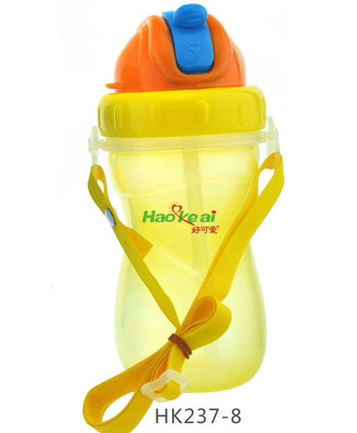 好可愛弧形(多色)兒童吊帶水壺黃色