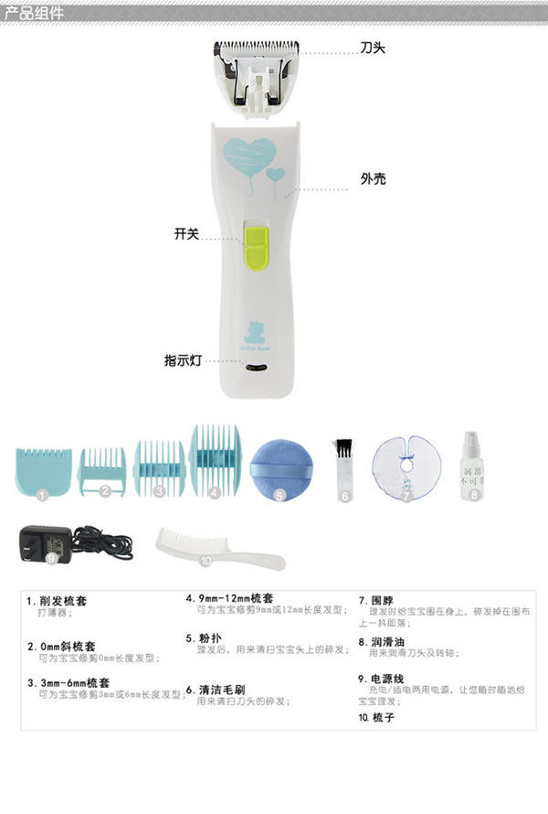 小白熊HL-0657嬰童理發(fā)器拆分介紹