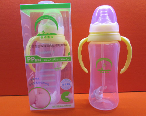 苗哺專家8安標(biāo)口雙耳帶自動吸管奶瓶