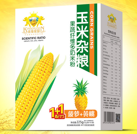 金盾愛(ài)嬰菠蘿黃桃玉米雜糧奶米粉盒裝