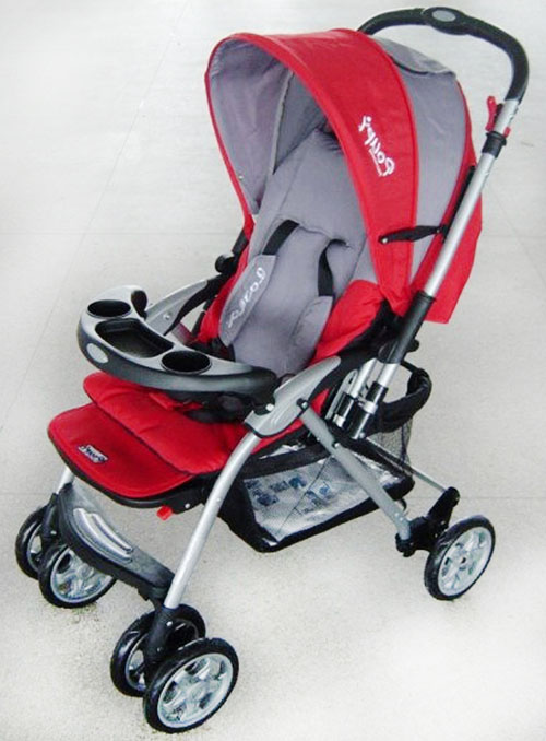 貝三寶換向嬰兒6輪手推車(chē)紅藍(lán)色