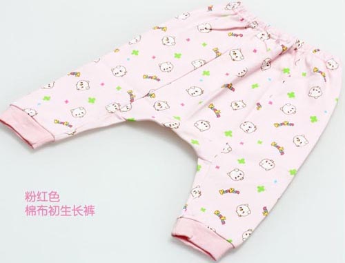 KUNKUN嬰兒棉質(zhì)初生長褲粉紅色