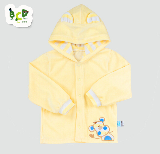 貝茜蒂黃色帶帽珊瑚絨嬰兒外套