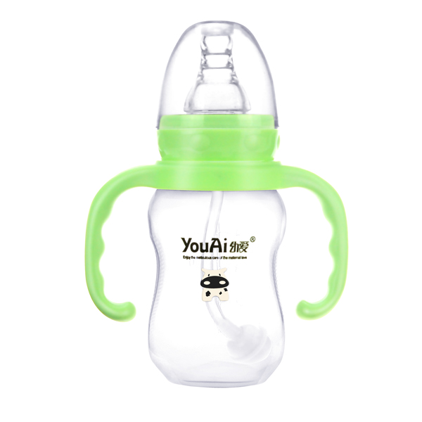 幼愛EQ標(biāo)口帶柄自動吸PP奶瓶125ml