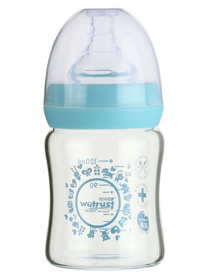 惟特思藍(lán)色晶鉆玻璃印花奶瓶120ml(無(wú)把手)
