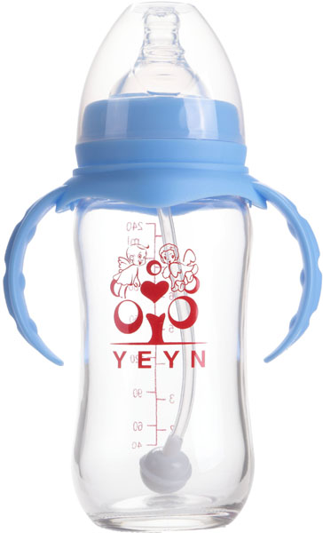 優(yōu)兒優(yōu)女240ml寬口有柄自動(dòng)鈦金玻璃奶瓶