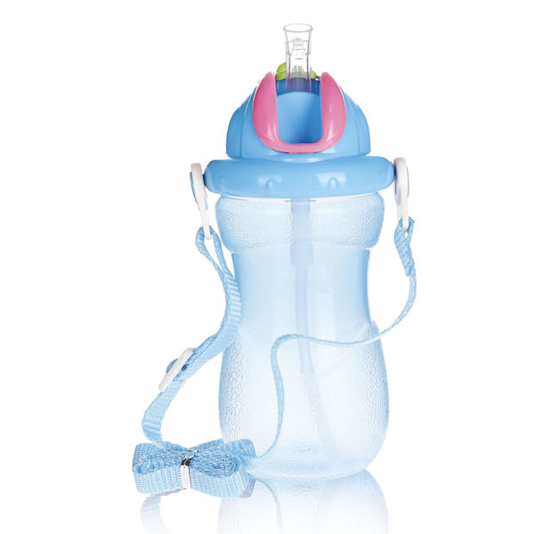 貝樂(lè)嘉藍(lán)色嬰兒帶背帶寶寶水壺
