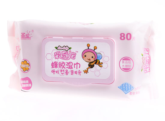 愛奇諾天然蜂膠嬰兒口手無香80片枕式加蓋(粉)1