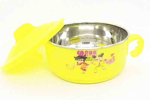 貝佳親嬰兒碗帶手柄黃色