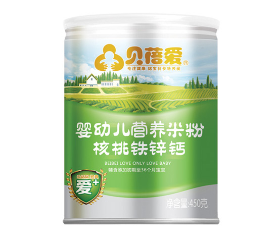 貝蓓愛嬰幼兒核桃鐵鋅鈣營(yíng)養(yǎng)米粉