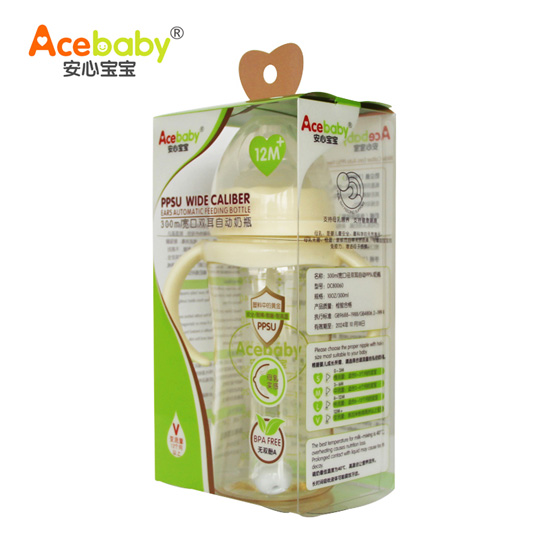 安心寶寶300ml寬口雙耳自動PPSU奶瓶黃色盒裝