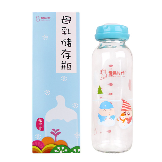 母乳時代卡通玻璃標準口徑母乳儲存瓶240ML
