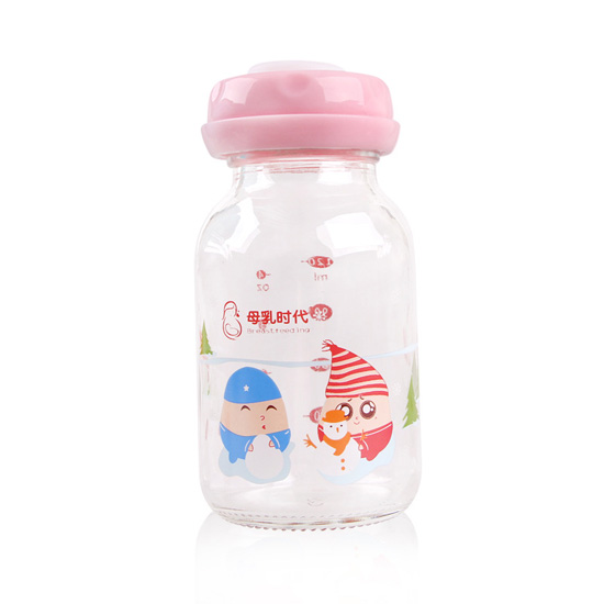 母乳時(shí)代卡通玻璃標(biāo)口母乳儲(chǔ)存瓶120ML