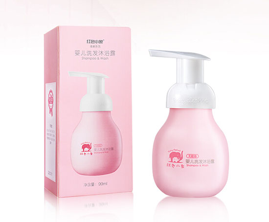 紅色小象嬰兒無硅油洗發(fā)水沐浴露乳新生兒洗護(hù)二合一