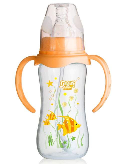 貝嬰奇240ml標(biāo)口弧形PP奶瓶橙色