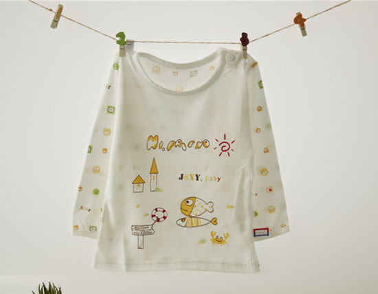 金色小魚麻塞爾纖維單面小魚肩開衫