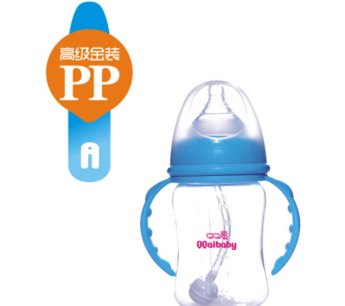 Q0愛寬口徑雙柄弧形自動(dòng)PP奶瓶180ML